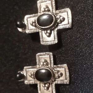 Elegant Silver Cross Earrings